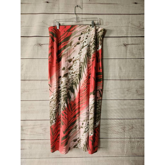 Chicos Womens Straight Skirt Multicolor Animal Print Long Maxi Front Slit L - Picture 2 of 6
